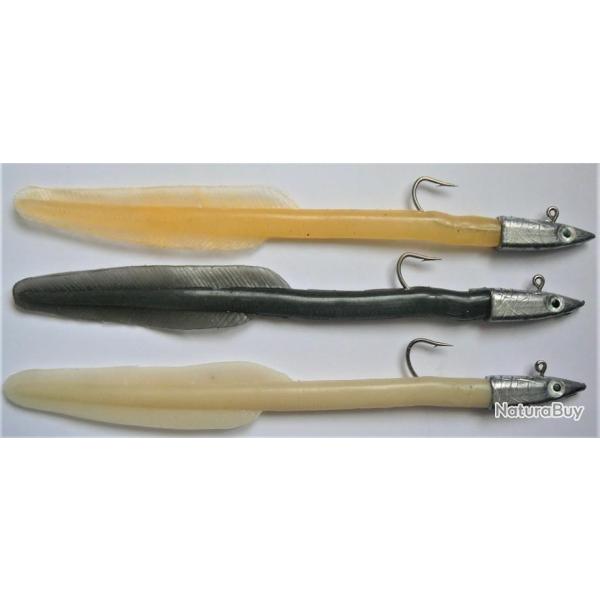 lot 1 : 3 leurres sandeel ragot avec tete  plomb de 20gr