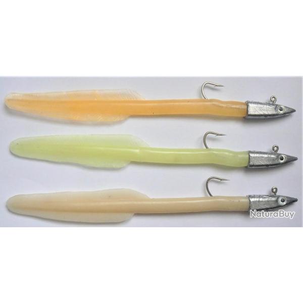 lot 2 : 3 leurres sandeel ragot avec tete  plomb de 20gr