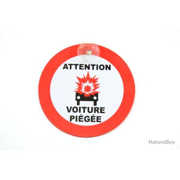 Plaque humoristique "ATTENTION VOITURE PIEGEE" t�le litho