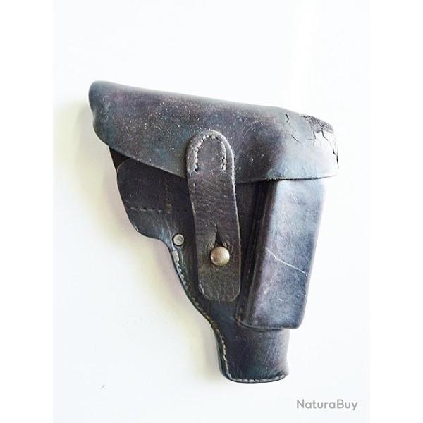 ETUI WALTHER PP - MILITARIA - CUIR NOIR WW2