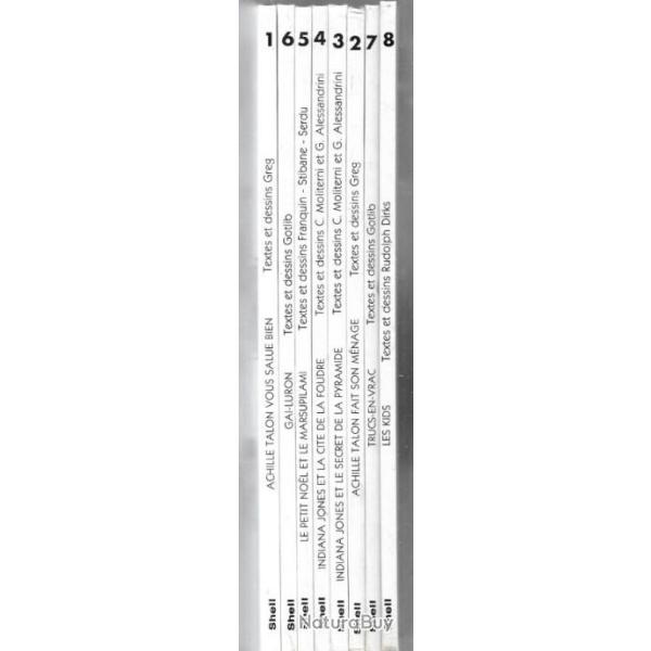 shell l't des bd collection de 8 titres , indiana jones , achille talon, gai luron , gotlib, les