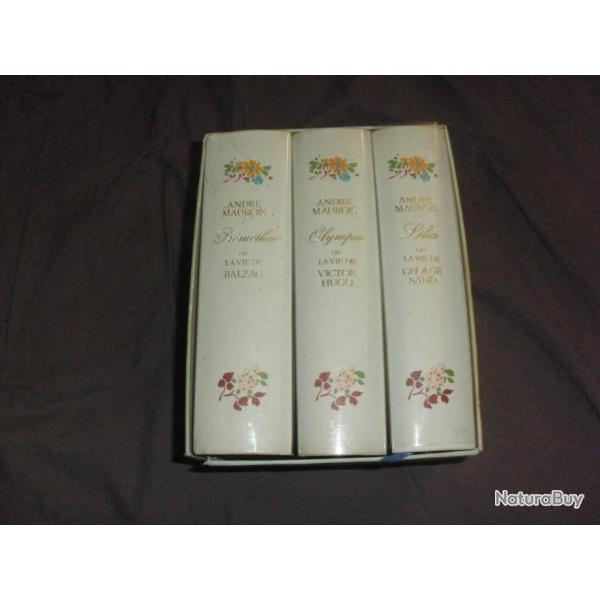 Une trilogie de Andr Maurois en coffret sur Balzac ,Victor Hugo et Georges Sand