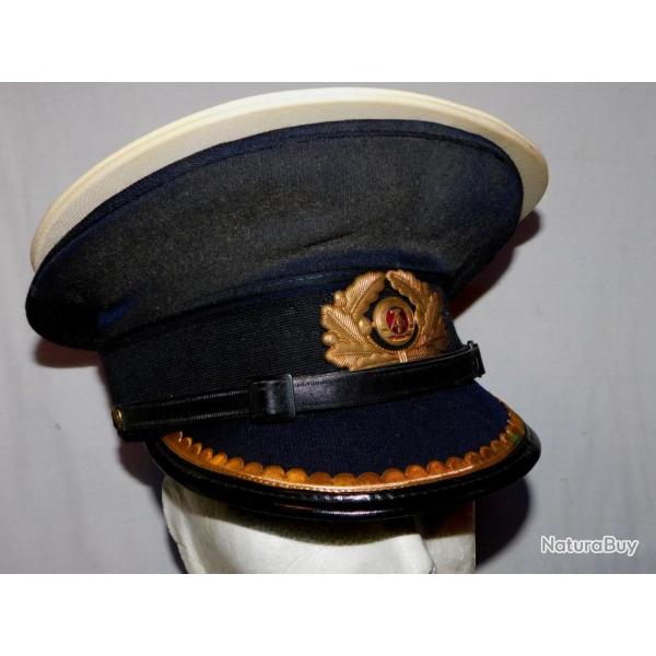 ALLEMAGNE de L'EST D.D.R. :  TRES BELLE CASQUETTE OFFICIER de MARINE  taille 57  + COIFFE BLANCHE