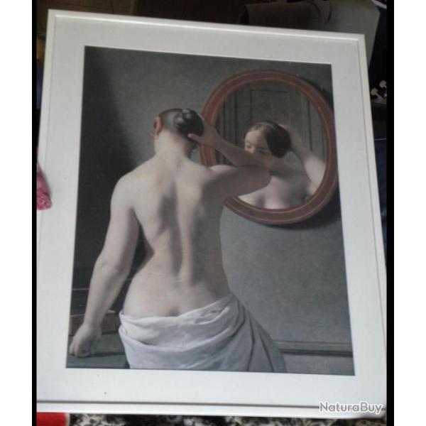 vintage grand lithographie femme nu