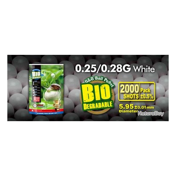BILLES BIO 0.28G X2000 WHITE ( PAR 24) G&G ARMAMENT