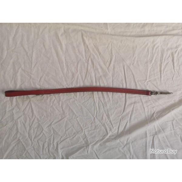 Laisse courte 60cm en cuir rouge DESTOCKAGE!!!