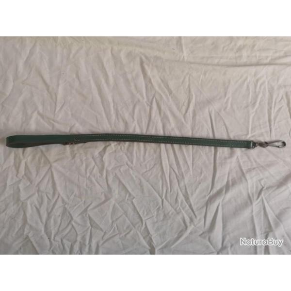 Laisse courte 60cm en cuir vert DESTOCKAGE!!!