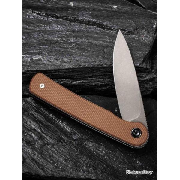 Couteau Civivi Stylum Brown Lame Acier 10Cr15CoMoV Manche Micarta IKBS Slip Joint CIVC20010BA