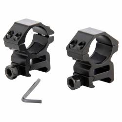 Paire de colliers de montage en alliage d'aluminium haut rail 21mm picatinny et diam&egrave;tre 25,4mm