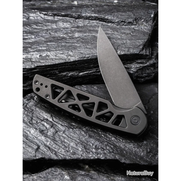 Couteau Civivi Perf Black Lame Acier Nitro-V Manche Acier Roulement IKBS Framelock Clip CIVC20006B -