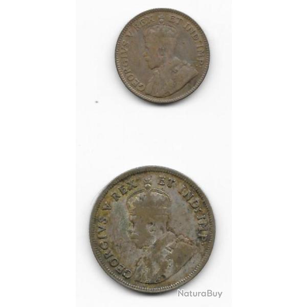 PI�CES LOT DE 2 " 50 CENT 1921 " ET " 1922 1 SHILLING "  AFRIQUE DE L'EST / EAST AFRICA
