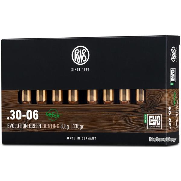 Cartouche RWS Evo Green cal.30-06 139GR 9G boite de 20