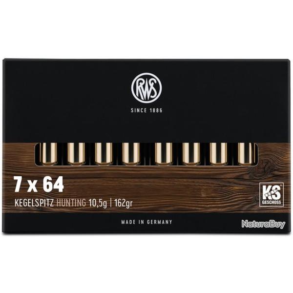 Munitions RWS calibre 7x64 KS 162gr - 10.5g x20
