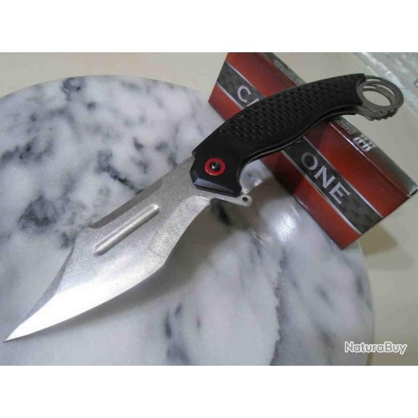 Gros Couteau Karambit A/O Lame Acier 440 Manche Plastique Linerlock Clip Rough Rider RR2192