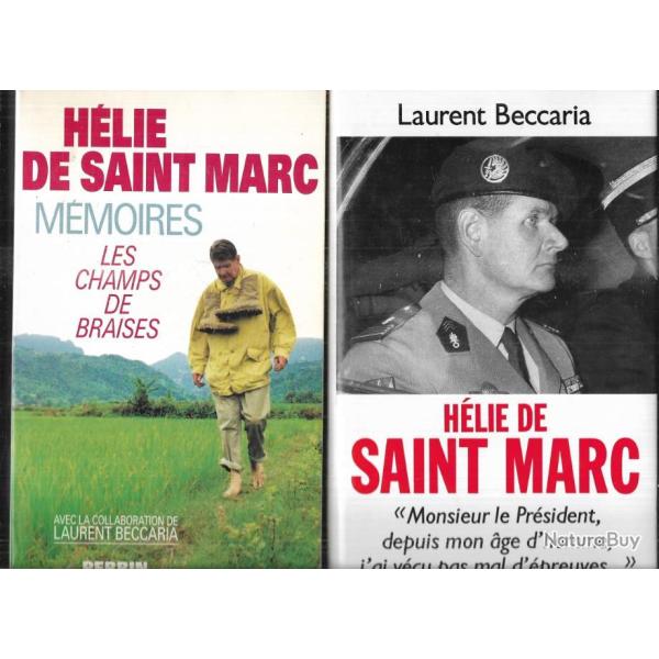 h�lie de saint-marc lot de 3 livres , m�moires , kageneck, biographie , r�sistance, indochine alg�r