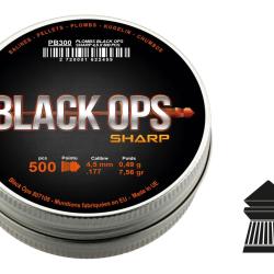 Bo&icirc;te de 500 plombs Black Ops Sharp &agrave; t&ecirc;te pointue cal. 4.5 mm