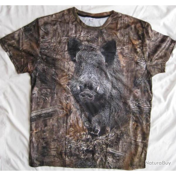 T SHIRT  CHASSE  MOTIF  SANGLIER - Ref.0A