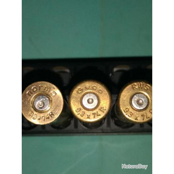 Lot de 67 Douilles Vide  9,3 x 74 R  Tire 1 seul fois ( RWS , NORMA ; GECO ; WINCHESTER ; HP )