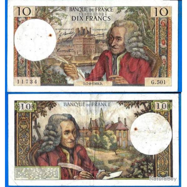 France 10 Francs 1969 7 Aout Billet Voltaire Franc