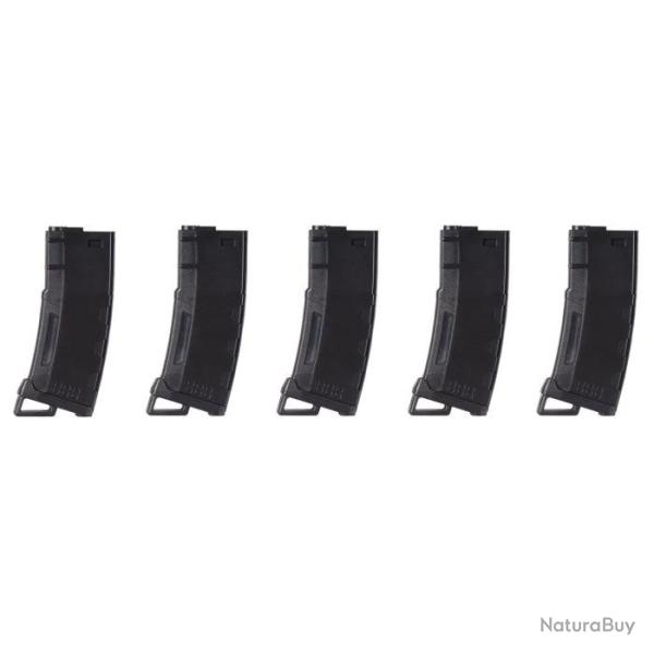Pack de 5 chargeurs Mid-cap Speed 130 billes pour M4 AEG Noir - Noir