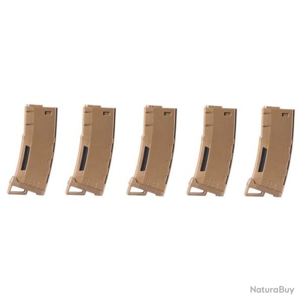 Pack de 5 chargeurs Mid-cap Speed 130 billes pour M4 AEG Noir - Tan