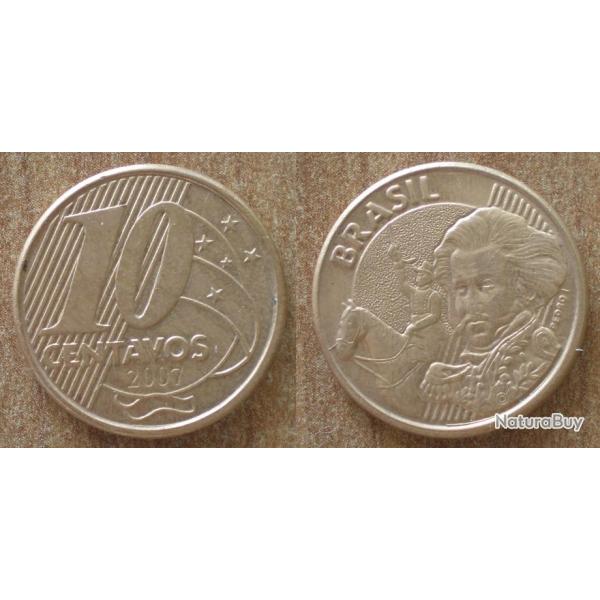 Bresil 10 Centavos 2007 Piece Reals Cruzeiros Centavo Amerique Sud