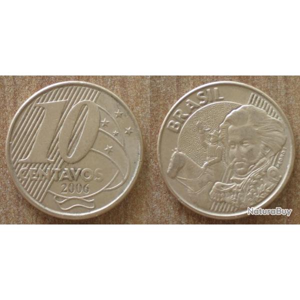 Bresil 10 Centavos 2006 Piece Reals Cruzeiros Centavo Amerique Sud