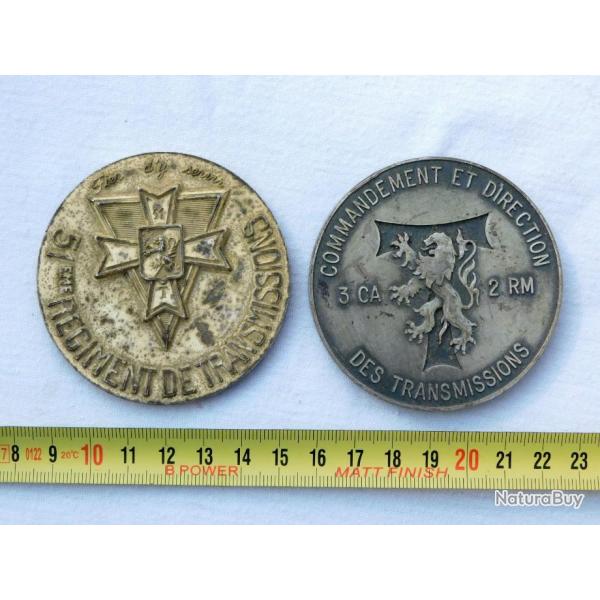 TRANSMISSIONS : LOT 2 MEDAILLONS : 51� REGIMENT+ COMMANDEMENT TRANSMISSIONS