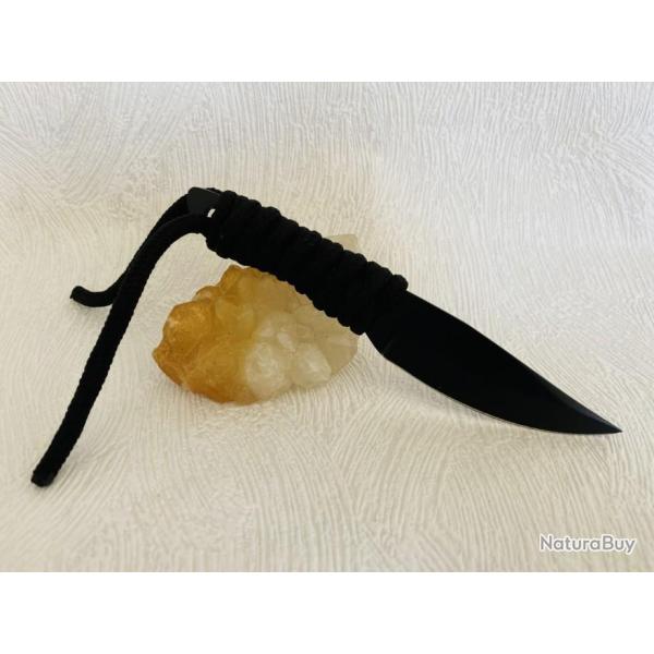 Couteau de poche ou chasse Lame L�opard tout en inox noire, couteau � lancer