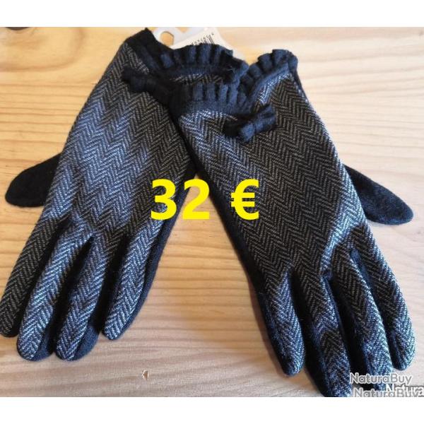 GANTS FEMME  CHEVRONS  80% LAINE 20% POLYAMIDE  T-6.5   ref LG00756-6.5