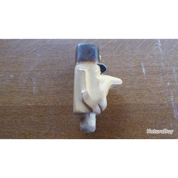 BOUCHON TETE GENERAL DE GAULLE BOIS VISIERE CUIR ETOILES METAL BELLE REALISATION