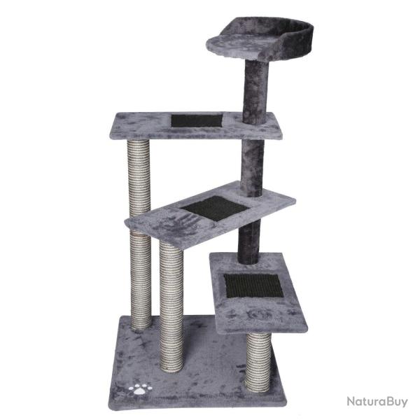 Arbre � chat 100 cm corde sisal bicolore griffoir grattoir jeux gris et gris clair 16_0000002