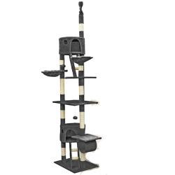 Arbre &agrave; chat plafond corde en sisal griffoir grattoir XXL escalade gris fonc&eacute; 16_0000019