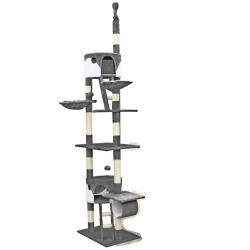 Arbre &agrave; chat plafond en corde en sisal griffoir grattoir XXL escalade gris et blanc 16_0000020