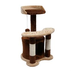 Arbre &agrave; chat hauteur 65 cm avec corde en sisal griffoir jeux marron/ beige 16_0000011