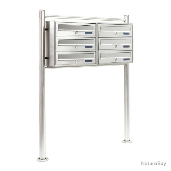 Bloc 6 boites aux lettres sur pied 2x3 compartiments superpos�s acier inoxydable 16_0000044