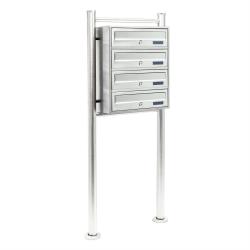 Bloc 4 boites aux lettres sur pied 4 compartiments superpos&eacute; acier inoxydable 16_0000033