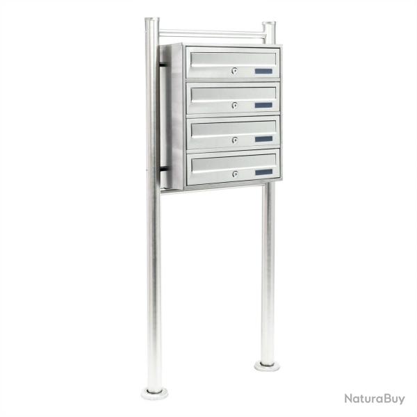Bloc 4 boites aux lettres sur pied 4 compartiments superpos� acier inoxydable 16_0000033