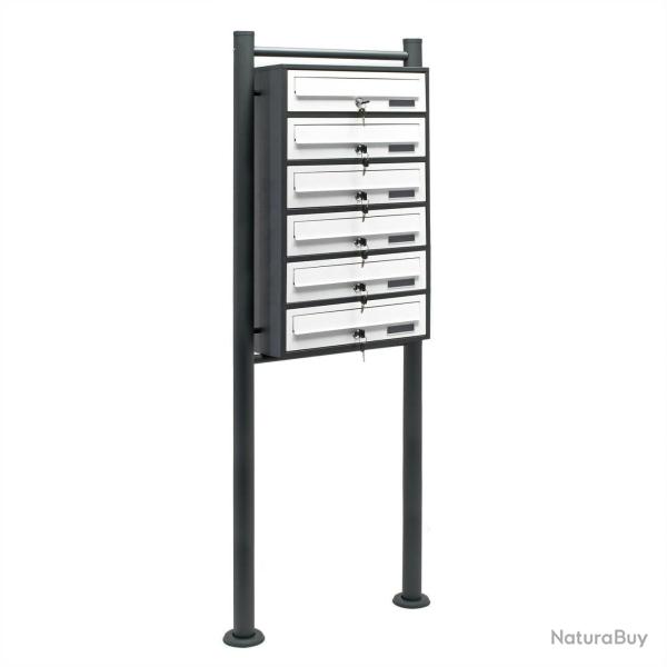 Bloc 6 boites aux lettres pied support 6 compartiment superpos� anthracite et blanc 16_0000043