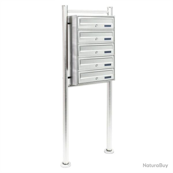 Bloc 5 boite aux lettres sur pied de support 5 compartiments superpos acier inoxydable 16_0000037