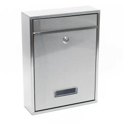 Boite aux lettres design boite postale murale acier inoxydable argent&eacute; 16_0000058