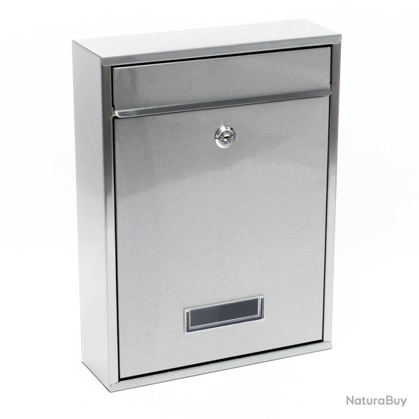Boite aux lettres design boite postale murale acier inoxydable argent 16_0000058
