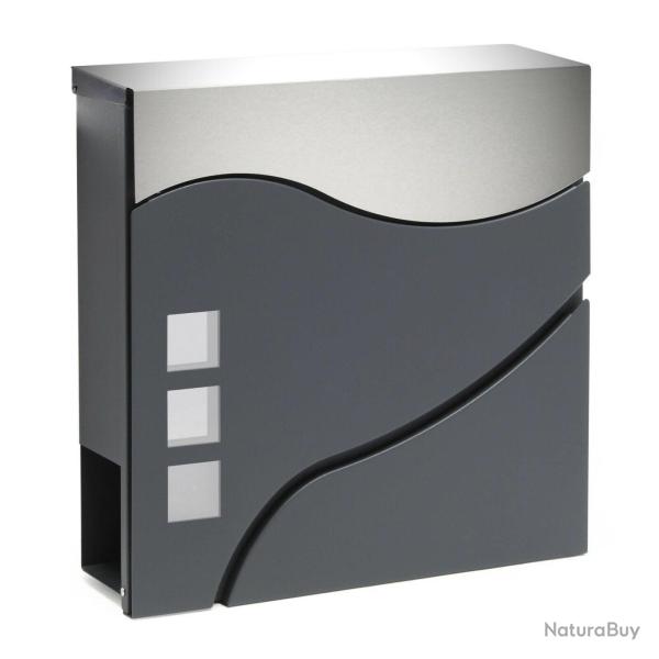 Boite aux lettres design porte journal acier inoxydable anthracite 16_0000097