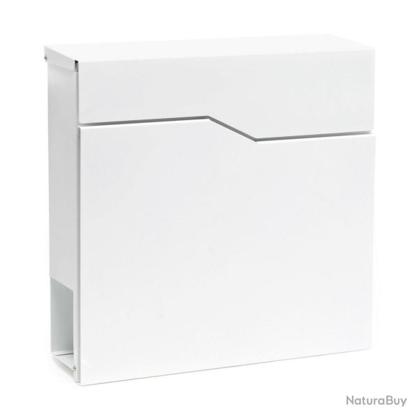 Boite aux lettres design blanche fixation murale porte journal revues acier galvanis 37 x 37 x 10,