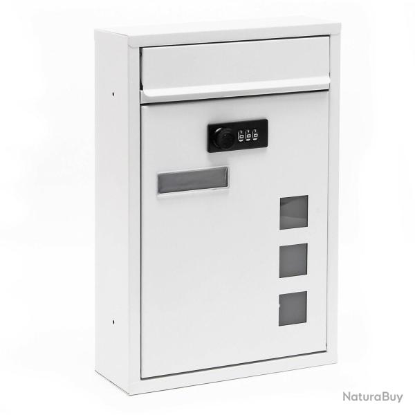 Boite aux lettres design moderne murale serrure  combinaison acier galvanis blanc 16_0000066