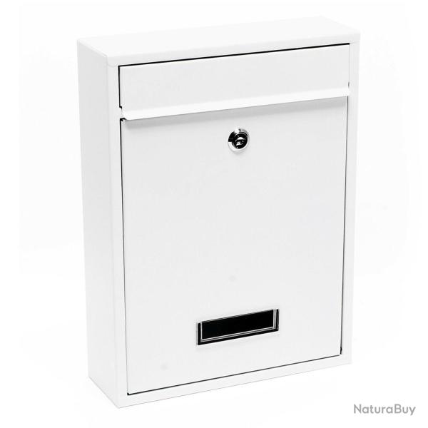 Boite aux lettres design murale courrier acier galvanis� 26 x 8,5 x 35 cm blanc 16_0000073