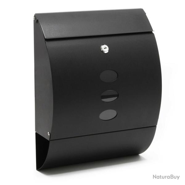 Boite aux lettres murale design compartiment journal acier galvanis� 32 x 40 x 12 cm noir 16_0000081