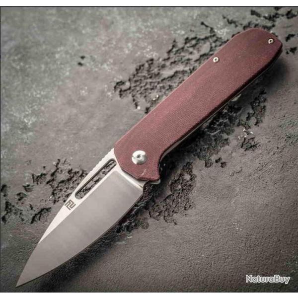 Couteau Artisan Cutlery Arion Burgundy Lame Acier S35VN Manche Micarta/Titane IKBS ATZ1843GDRC