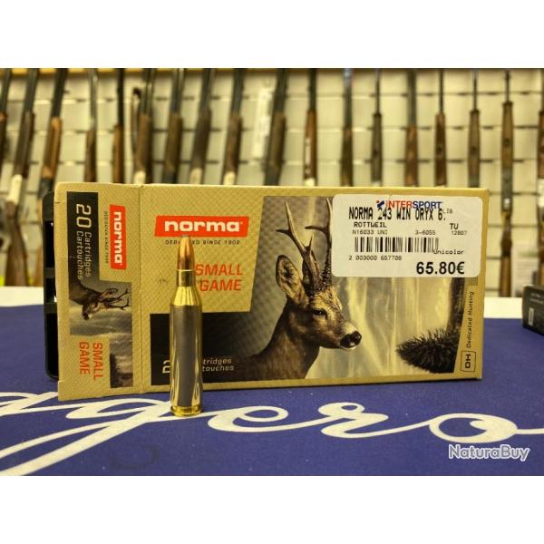 BALLES NORMA ORYX 243 WIN 6.5g/ 100gr