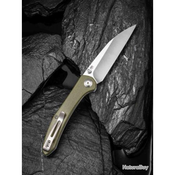 Couteau CIVIVI Hadros Olive Lame Acier 10Cr15CoMoV Manche Micarta IKBS Linerlock Clip CIVC200043